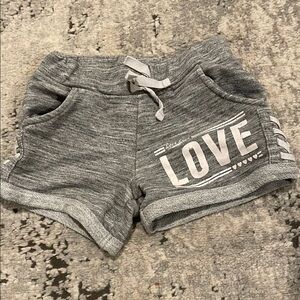 Gray Kids Shorts with Love Print
